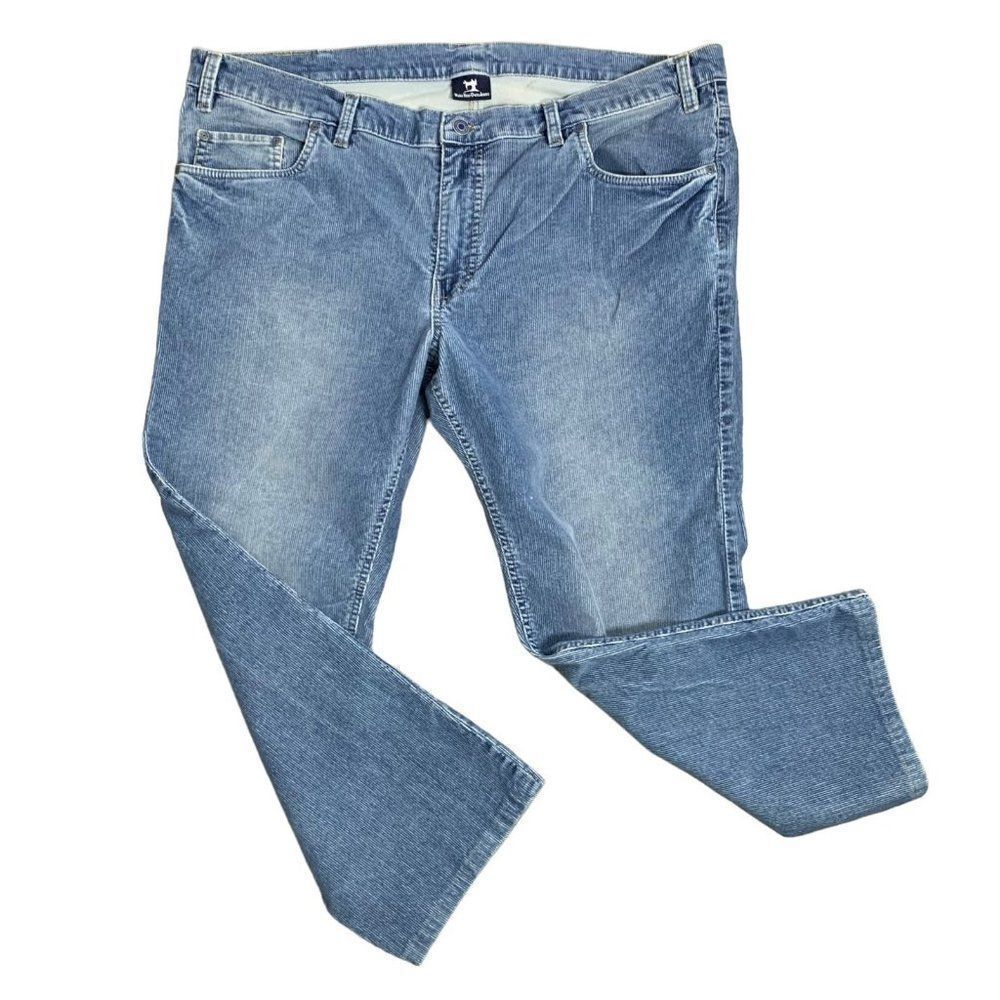 Oliveo Custom Made Corduroy Jeans 18 Blue Mid Rise Cropped Button Zip 5 Pocket